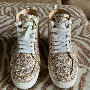 Christian Louboutin Rantus Orlato Glitter High-Top Sneakers Muticolor-Gold